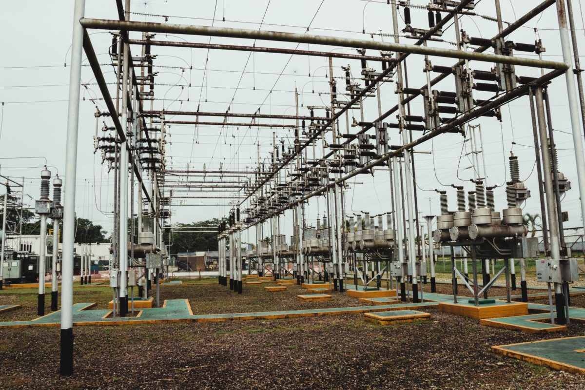 A shot of a part of high voltage electric power station